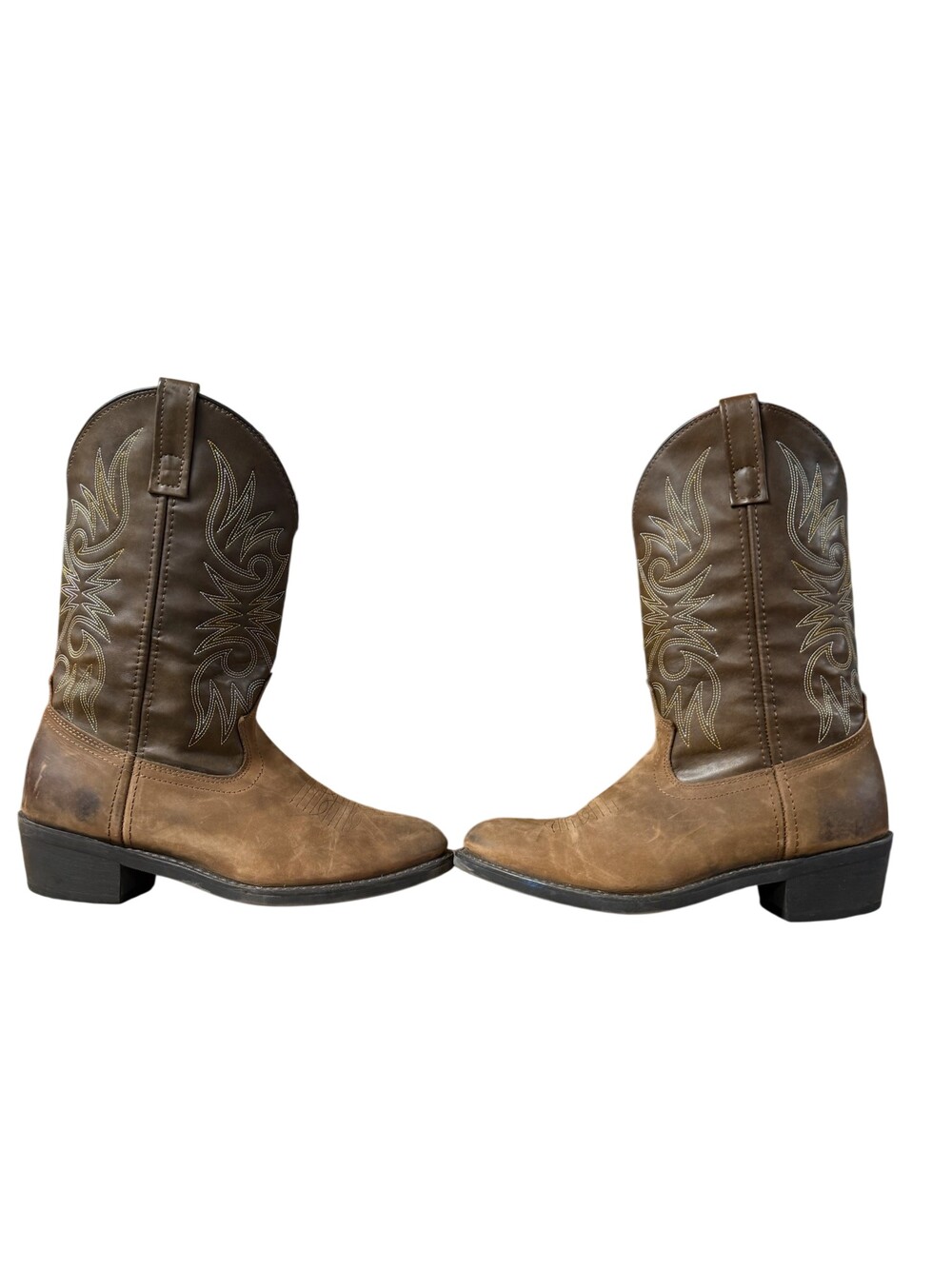 Laredo Western Boots Mens Size 9 Brown Leather Round Toe Slip Resistant 4242